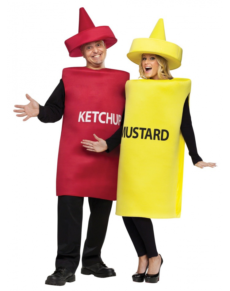 Adult ketchup mustard costume Vacuuming porn
