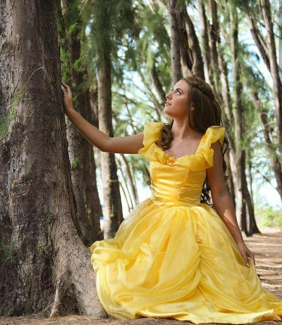 Belle yellow dress costume adults Onlyfans lesbi