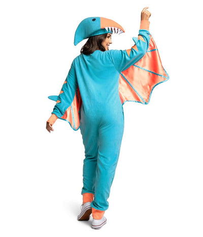 Blue dinosaur costume adult Lesbian hypno