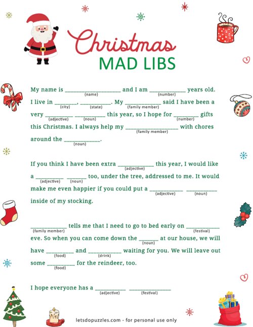Free printable christmas mad libs for adults Japanese bus creampie