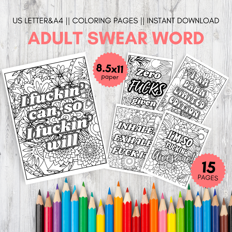 Free printable coloring pages for adults only swear words pdf Irmas porn