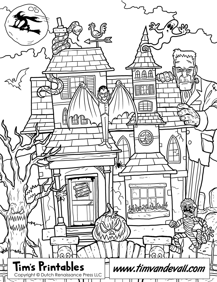 Haunted house coloring pages for adults Royal birthday party ideas for adults