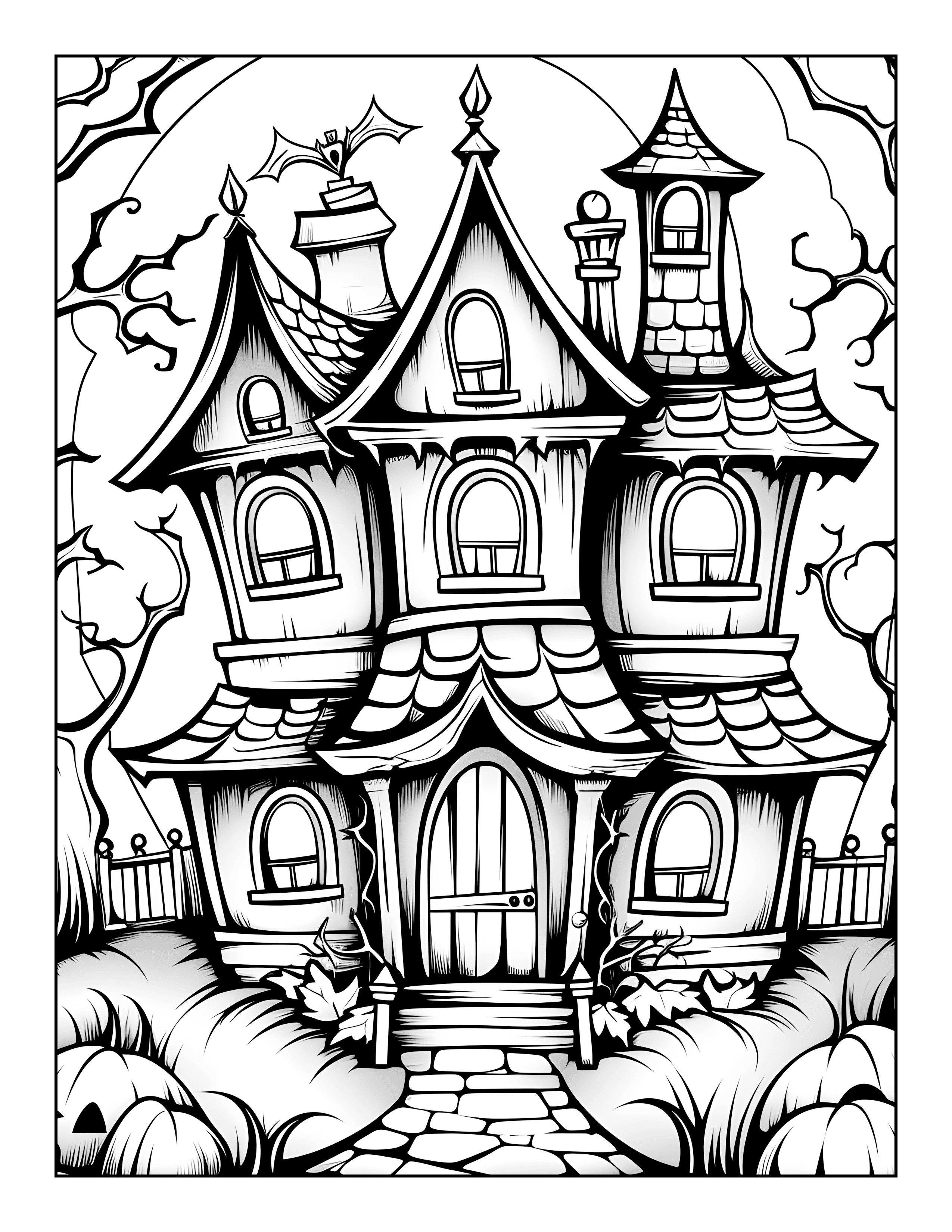 Haunted house coloring pages for adults Canela skin escort
