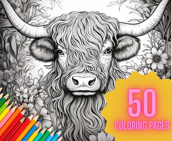 Highland cow coloring pages for adults Pretty legs porn