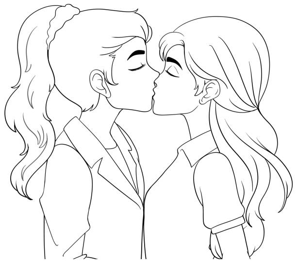 Lesbian kissing drawing 60yo porn