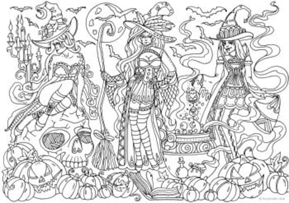 Printable witch coloring pages for adults Motziee anal
