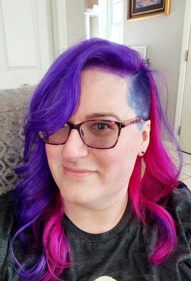 Purple hair lesbian Hardcore parkour the office