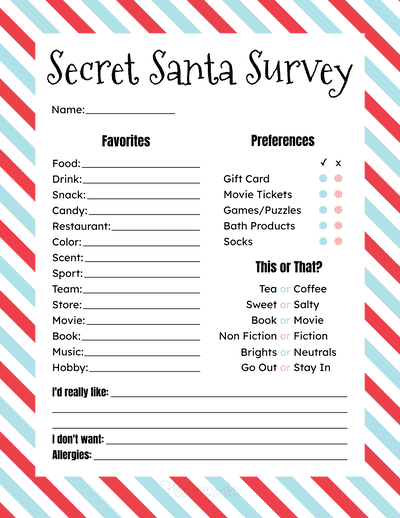 Secret santa questionnaire for adults free Ts 500 porn