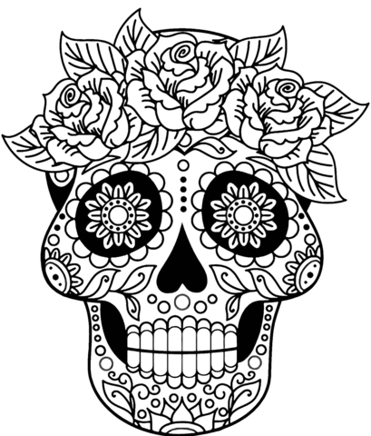 Skull coloring pages for adults printable Halloween pajamas adults