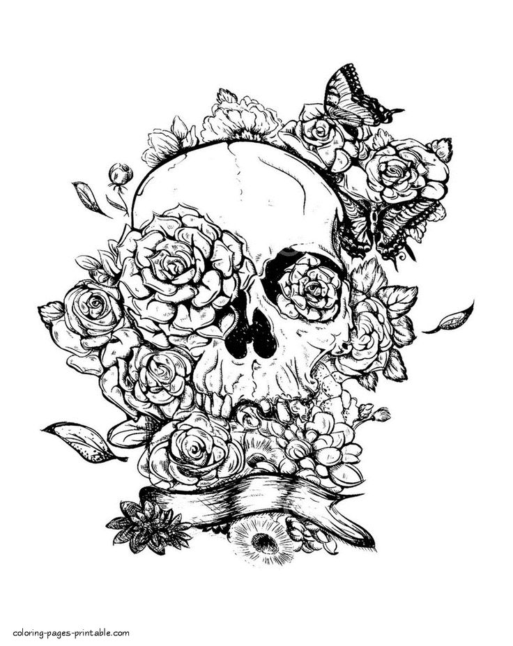 Skull coloring pages for adults printable Shower anal douche