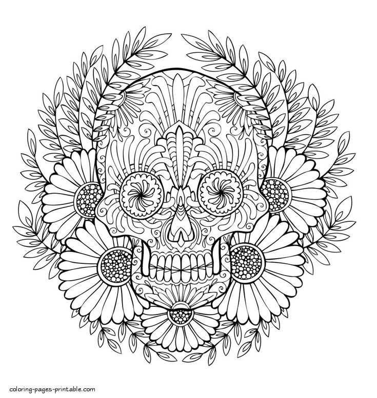Skull coloring pages for adults Horror comic porn