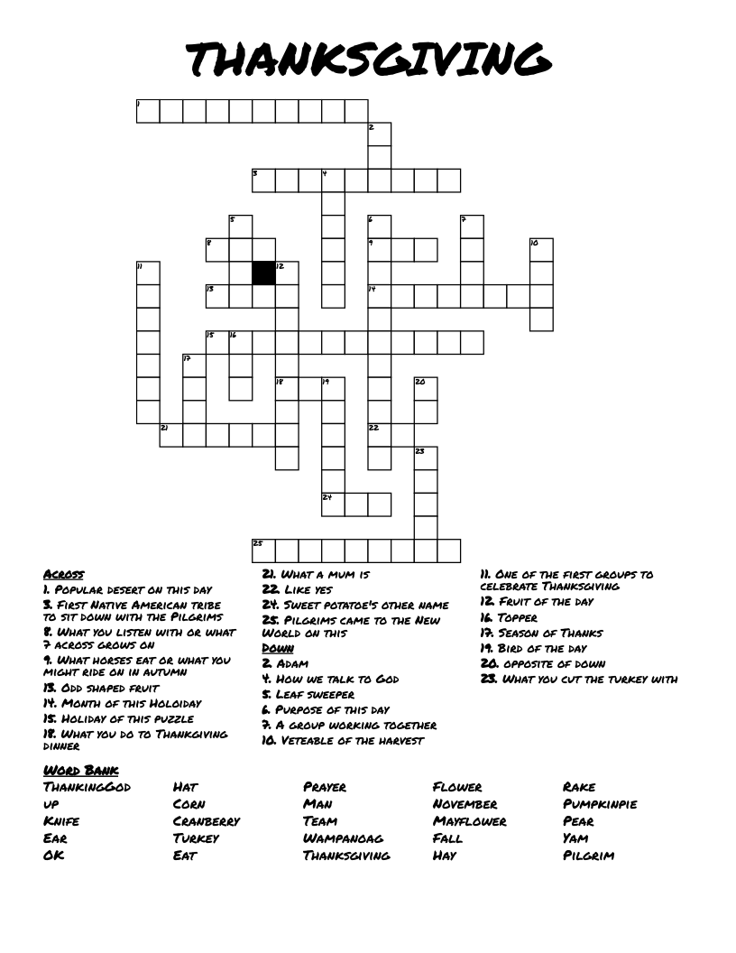 Thanksgiving crossword puzzles for adults Multiple loads gay porn