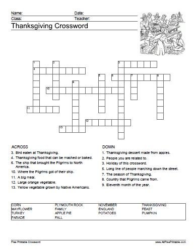 Thanksgiving crossword puzzles for adults St patrick s day word scramble for adults
